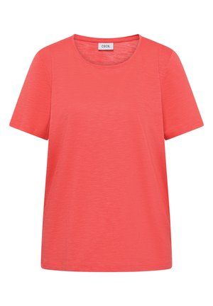 Cecil, BASIC T-SHIRT MIT RUNDHALS - Jednoduché tričko - shiny coral