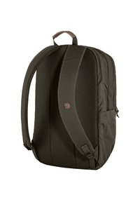 Green fabric backpack featuring mesh back panel and padded shoulder straps, with a small emblem and multiple zipped compartments.