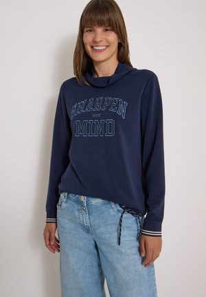 Cecil, LANGARM SHIRT MIT STEHKRAGEN UND WORDING - T-shirt à manches longues - urban dark blue