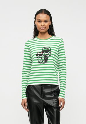 IKON PRINT STRIPE - Ilgarankovis viršutinės dalies drabužis - cannoli cream/fern green