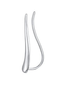 Épinglette en métal argenté avec un design élancé et épuré. Présente une surface lisse et brillante ainsi qu'une forme incurvée pour un maintien sécurisé dans les cheveux.