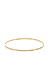 Gold-plated bangle bracelet featuring a simple circular design, smooth surface, and a minimalist aesthetic, suitable for everyday wear.