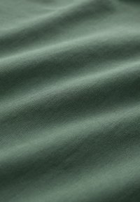 Grüner Stoff mit glatter Textur, der feine Wellen und ein feines Gewebe zeigt und ein weiches und flexibles Aussehen vermittelt.