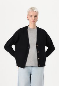 VILA VIRIL V NECK - Adīta jaka - black