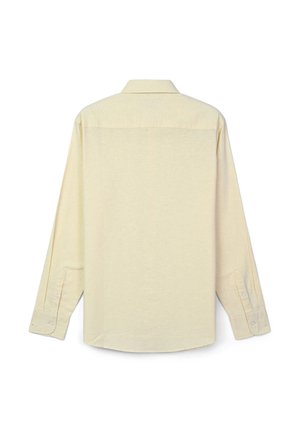 Camicia a maniche lunghe di colore giallo chiaro, realizzata in tessuto morbido. Presenta un colletto classico, polsini con bottoni e una cucitura dritta sul retro.