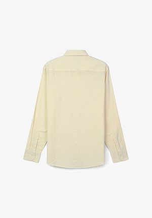 Langarmhemd in hellem Gelb aus weichem Stoff. Verfügt über einen klassischen Kragen, Knopfmanschetten und eine gerade Rückennaht.