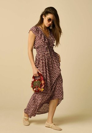 Sissy-Boy, SISSY-BOY MAXI-KLEID MIT IKATMUSTER - DUNKELROT - Robe longue - d rood
