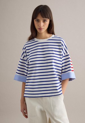 STRIPED  WITH RELAXED FIT - Langarmshirt - white blue