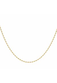 Collana in oro a catena torcigliata con anelli ovali, texture liscia e design uniforme con finitura lucida. Elegante e minimalista.