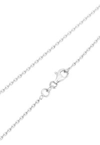 Silver kedja halsband med ovala länkar och en kräftklo clasp på vit bakgrund.