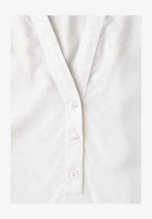 Street One, SHORT-SLEEVE BLOUSE WITH SPLIT NECK AND ELASTIC HEM - Blusa - off white