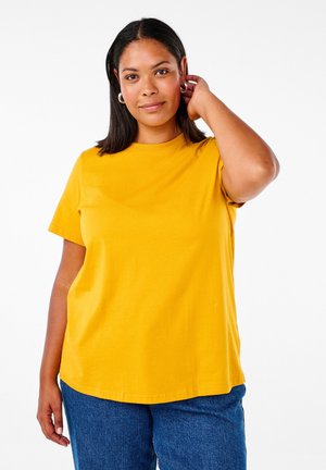 MIT RUNDHALSAUSSCHNITT - Basic T-shirt - golden yellow
