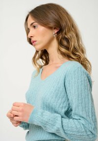 Authentic Cashmere COL V - Trui - mottled aqua