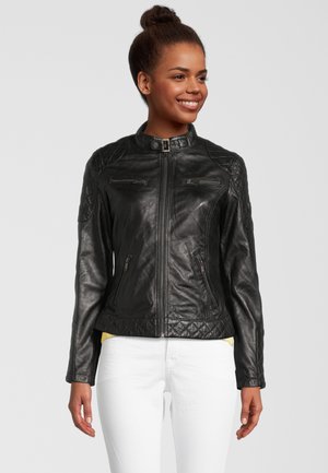 MIT DETAILS - Lederjacke - black