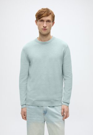 BASIC CREWNECK - Strickpullover - soft greyish green melange