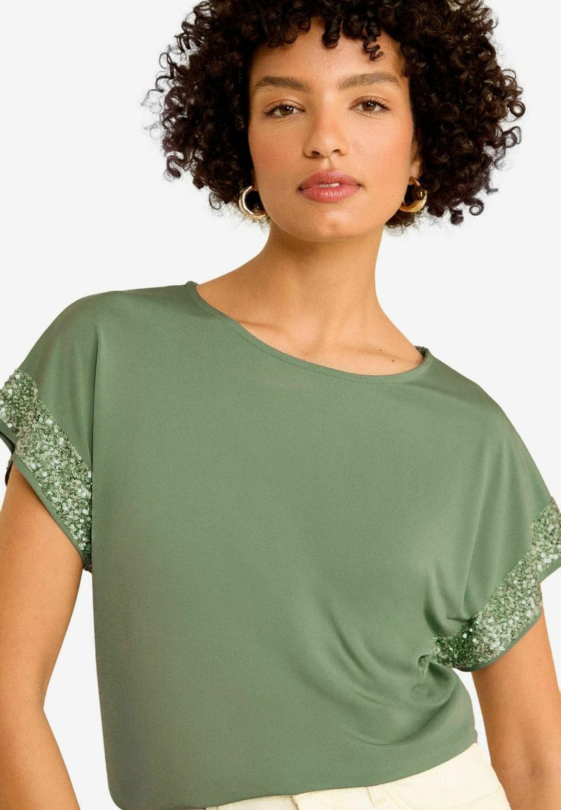 Love & Roses SEQUIN CUFF REGULAR FIT - T-Shirt print - green