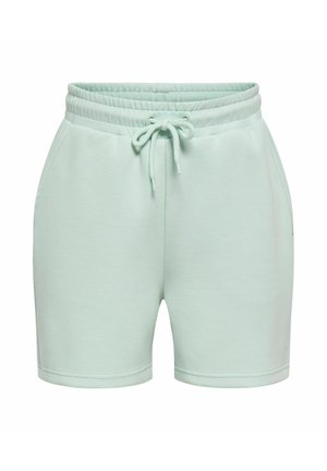 Lysegrønne afslappede shorts med elastisk taljebånd og snøre foran, med sidelommer og lige kant.