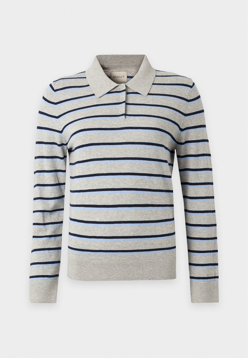 GANT STRIPED RUGGER - Long sleeved top - grey melange/light grey ...