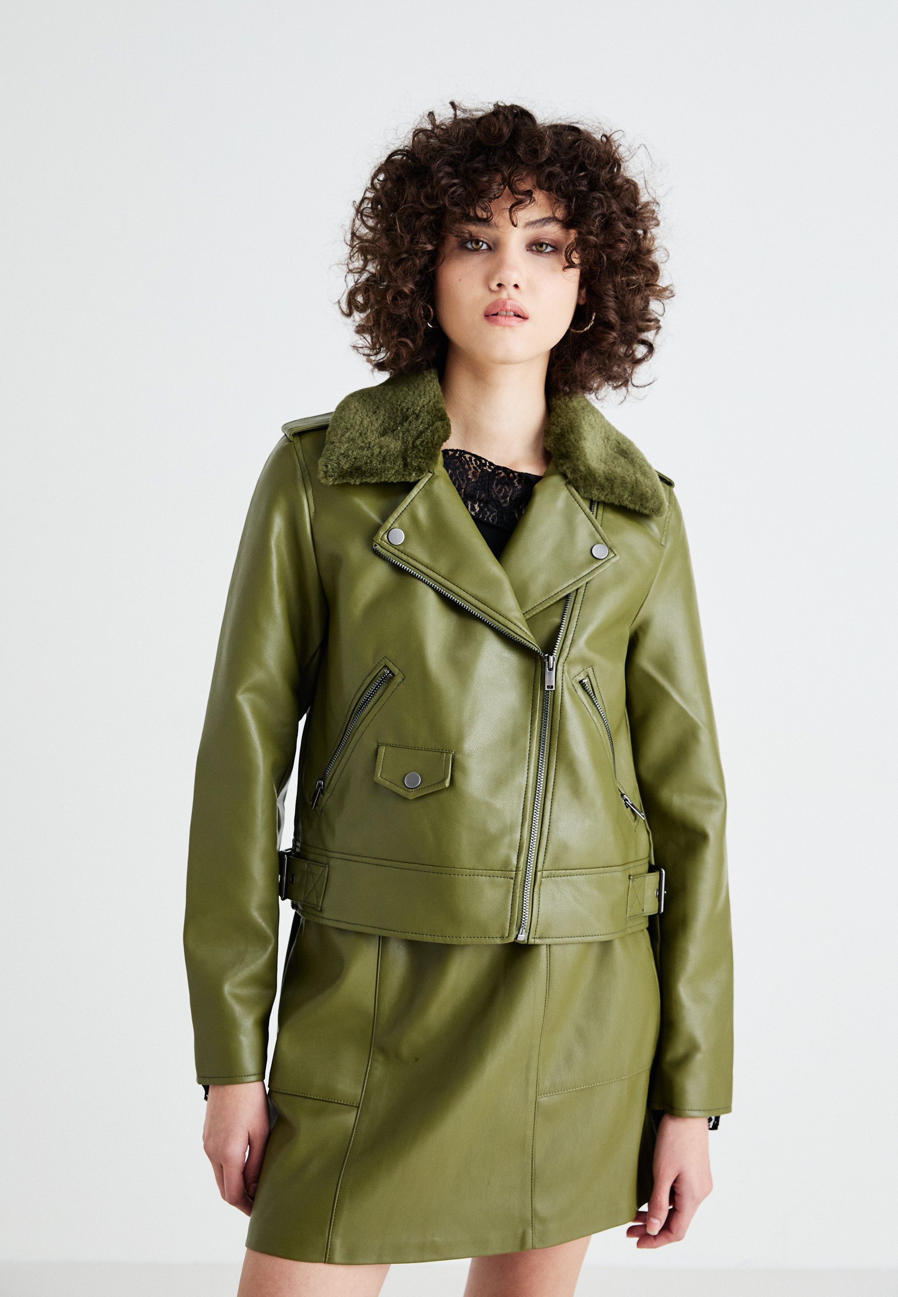 ONLY ONLVILHELMA BIKER - Faux leather jacket - winter moss/khaki