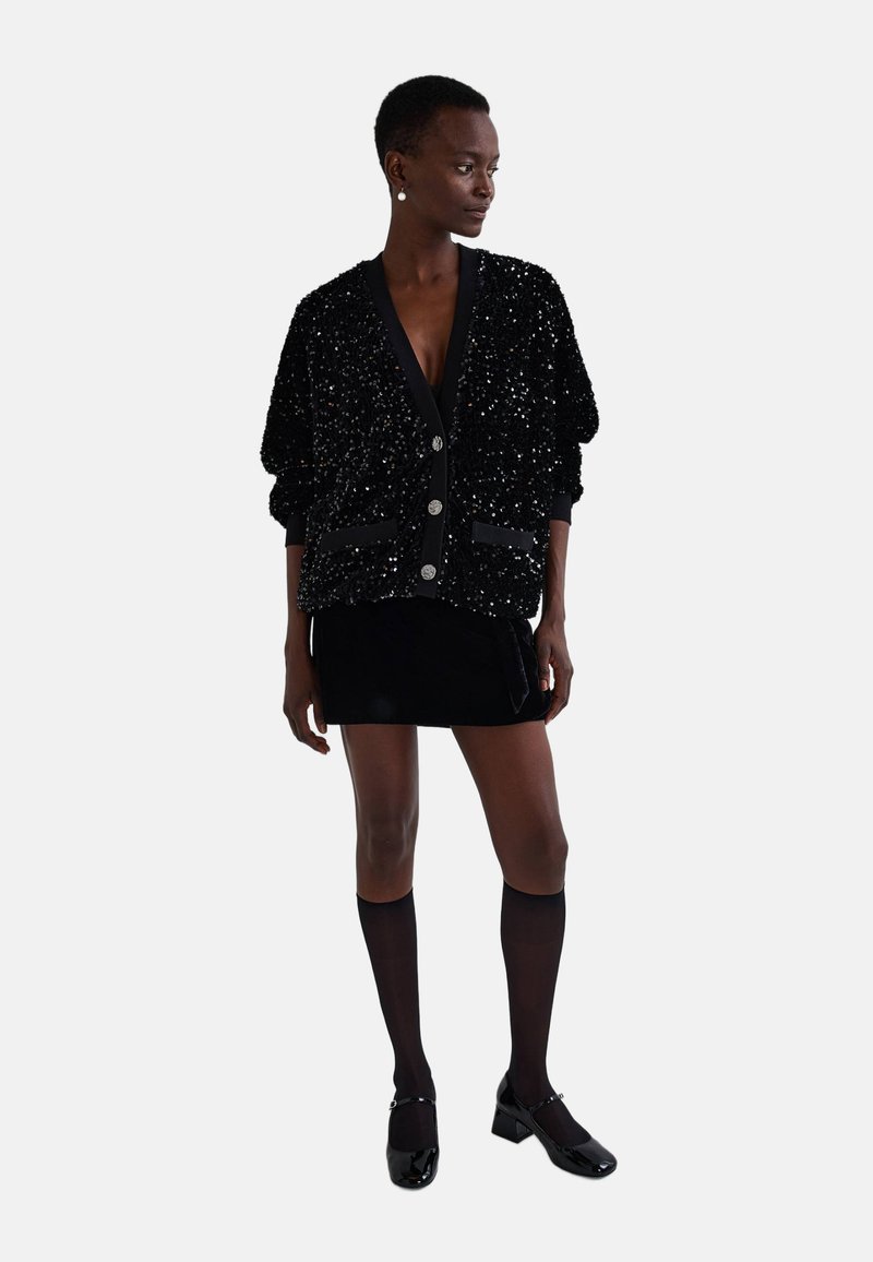 Monoprix À MANCHES LONGUES EN ET SEQUINS - Gilet - noir