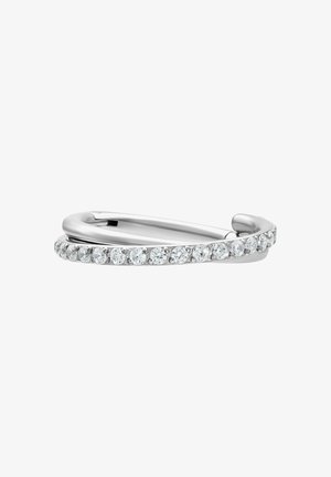 Wildcat, CROSSED CRYSTAL CLICKER - 1,2 MM, SCHWARZ, 8,0 MM - Ohrringe - silber-kristallklar