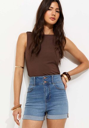 New Look, MID HIGH WAIST - Jeansshort - blue