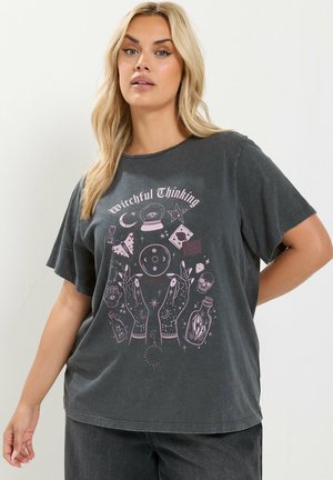 Yours Clothing, PLUS SIZE CASUAL TOPS - T-Shirt print - charcoal