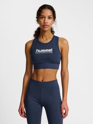 Hummel, PULSE LOGO - Light support sports bra - dress blue melange