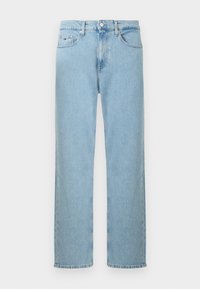 Φωτεινό μπλε τζιν με ίσια ποδιά κατασκευασμένο από ντένιμ. Διαθέτει κανονική ζώνη μέσης, εμπρόσθιες τσέπες και ελαφρώς ξεθωριασμένη υφή.