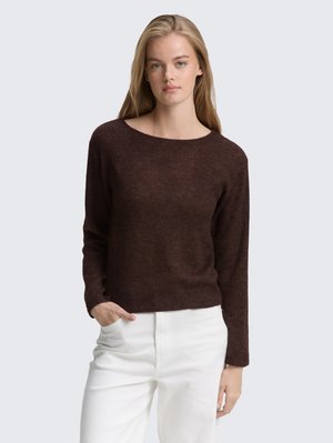 TOM TAILOR DENIM SOFT BOAT NECK - Trui - soft chocolate brown melange
