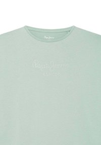 Mėtų žalia marškinėliai su apvaliu iškirpimu, su blizgančiais akmenukais užrašu "Pepe Jeans London." Minkšta medvilninė medžiaga ir trumpomis rankovėmis.
