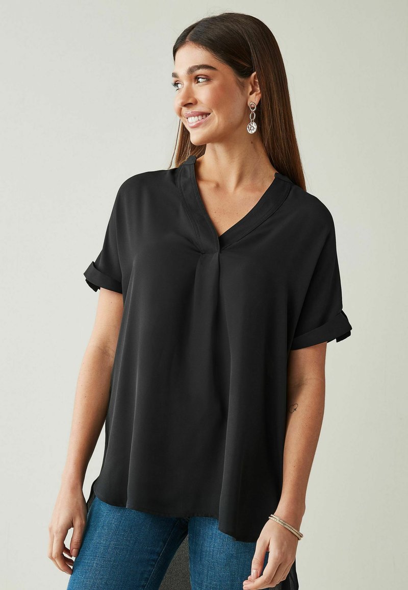 Next OVERHEAD LONGLINESHORT SLEEVE BLOUSE Blouse black/zwart