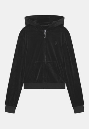 TONAL EMBRO ZIP THRU HOODIE - Zip-up sweatshirt - jet black