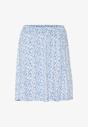 Sinine lilleline seelik valgete lillemustriga, elastne vöökoht ja põlve pikkus. Valmistatud kergest kangast, mis on kerge tekstuuriga.