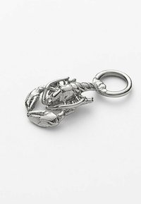 Metallisk hummerkløe vedhæng i sølv-tonet finish, detaljeret med kløer, krop og teksturerede accenter. Inkluderet cirkulær hængsel.