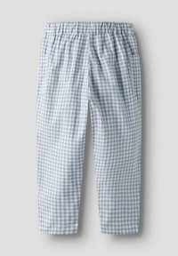 Hele sinine ja valge ruuduline pant, millel on elastne vöökoht, kaks küljetaskut ja sirge säärega lõige. Materjaliks puuvillasegu.