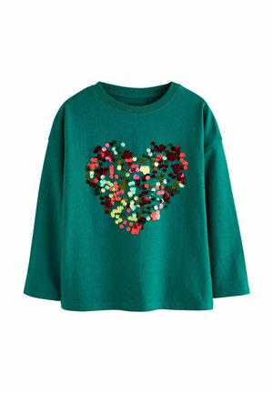 SEQUIN HEART - Tops ar garām piedurknēm - green