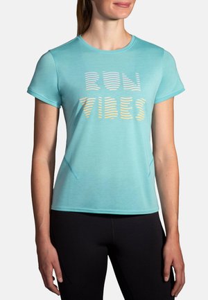 Brooks DISTANCE SHORT SLEEVE 3.0 - T-shirt de sport - aqua run vibes