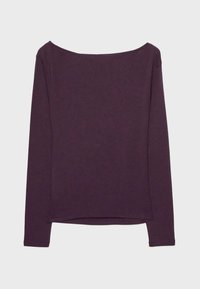 Langdachtige, off-the-shoulder top in diep paars, gemaakt van zachte stof met een gladde textuur en een ontspannen pasvorm, met gestikte zomen.