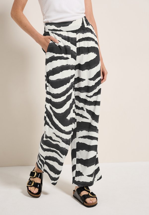 WIDE LEG MIT STRUKTUR - Stoffhose - grau