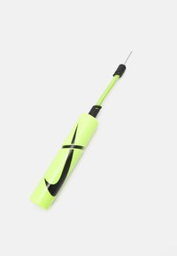 Nike green sports accessory with a glossy finish, featuring a black swoosh design and a thin, durable cable attached for functionality.