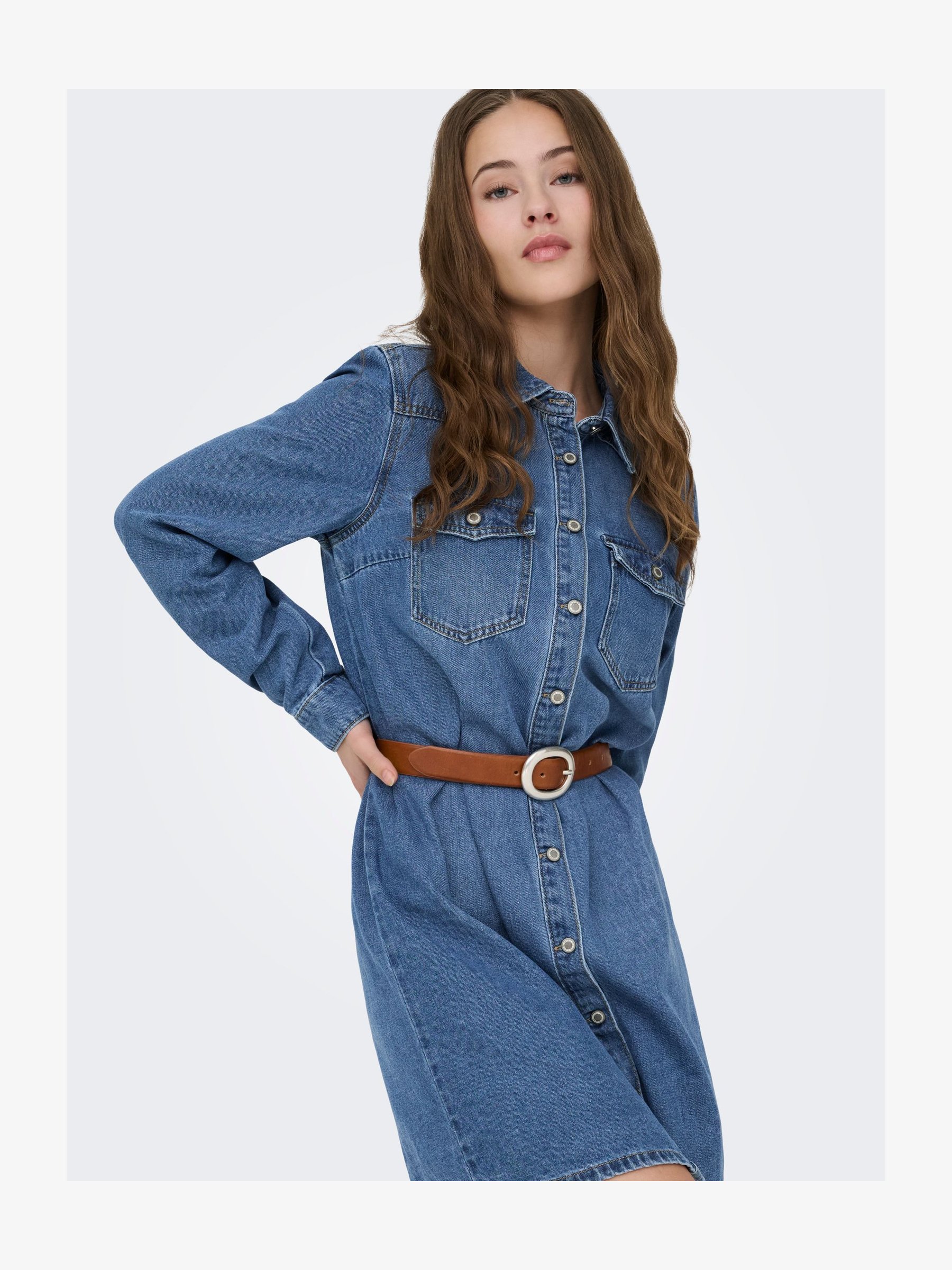 Levi's Abito Flynn Western Donna Plus Size, Versione Trapezio In Denim Morbido, Con Tasche E Colletto A Punta