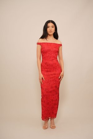 JONIE COWL NECK MAXI - Oblečenie na špeciálnu príležitosť - red rose print