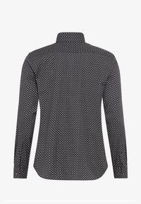 Langärmeliges Hemd in Dunkelblau mit kleinem, wiederholendem Blumenmuster. Button-Down-Kragen, abgerundeter Saum und Knopfmanschetten. Weich strukturierter Stoff.