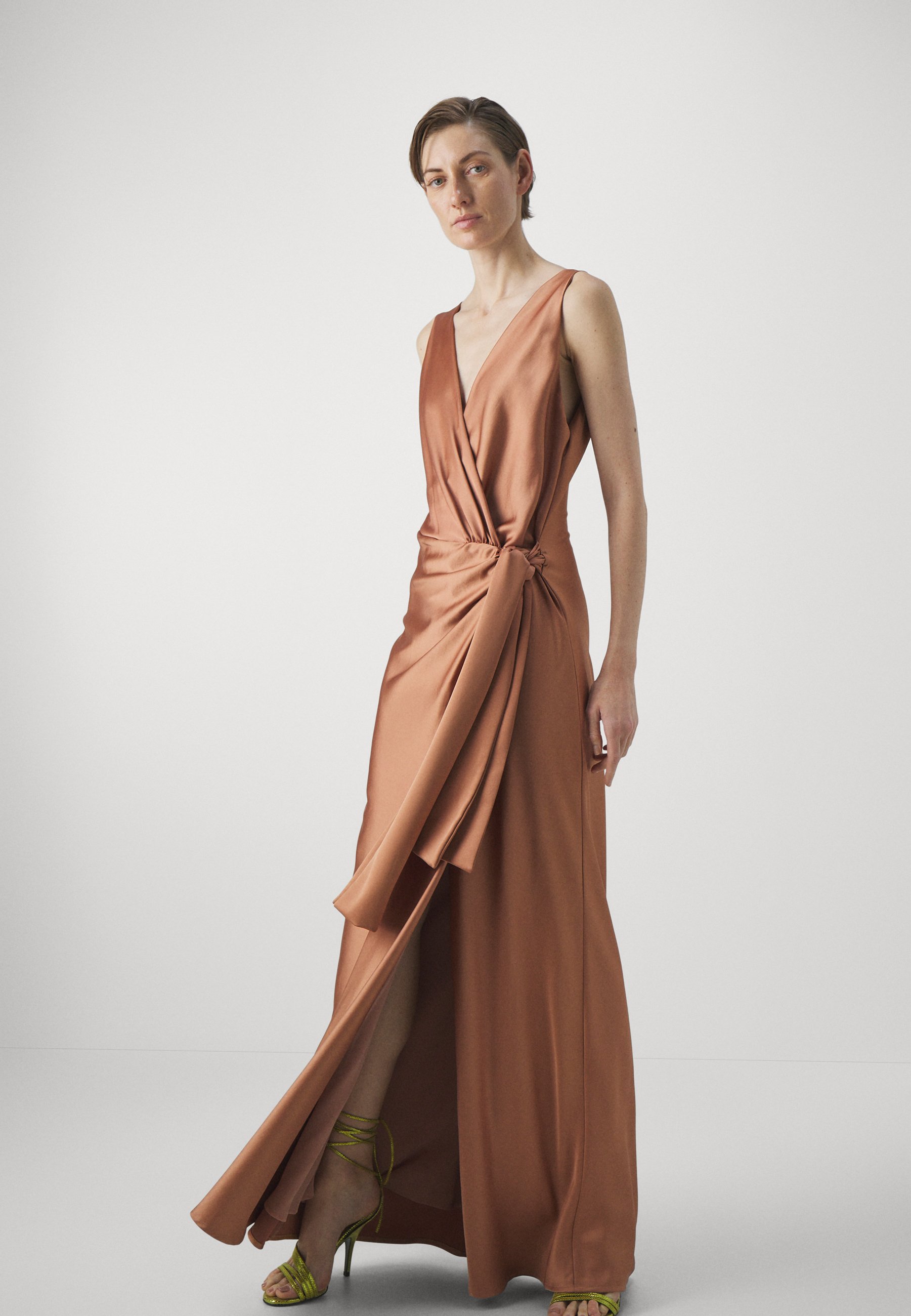 パーティードレス PINKO 104994A2DM Dresses Brown Special-occasion taffeta dress with sweetheart neckline