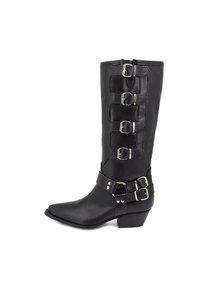 Stivaletti Biker Donna QUEEN HELENA Con Fibbia - Tacco Basso 5 Cm, In Ecopelle, Zip Laterale
