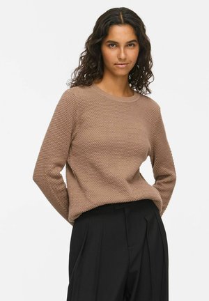 VILA, VIDALO O-NECK L/S KNIT TOP- NOOS - Pullover - fossil