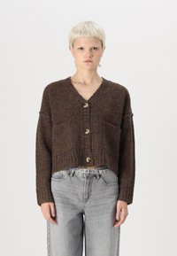 Vero Moda VMINGRID V-NECK - Casaco de malha - chocolate torte