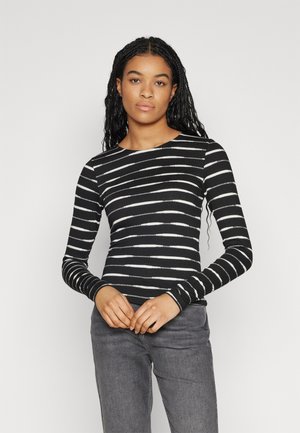 NMMALINA STRIPE TOP  - Topper langermet - black stripes/white stripes