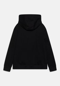 Felpa nera con una texture morbida, caratterizzata da una tasca a marsupio e un cappuccio con coulisse. Design semplice con polsini e orlo a costine.